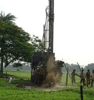 Water Gushes Forth from Borewell