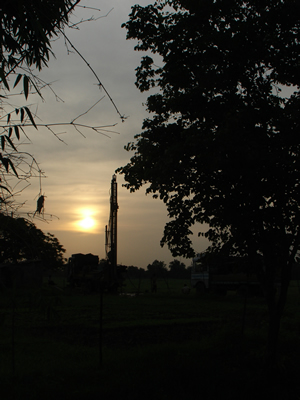 Sun Sets over Drilling Rig